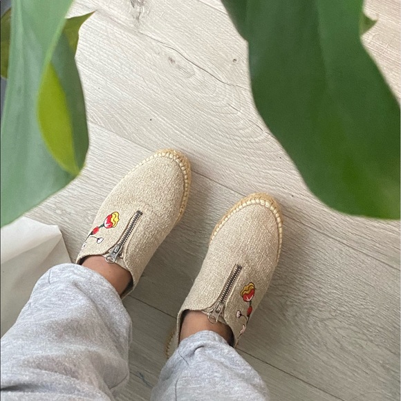 Eric Michael Womens Serena Embroidered Espadrilles Tan Canvas Floral Platform - Picture 15 of 15